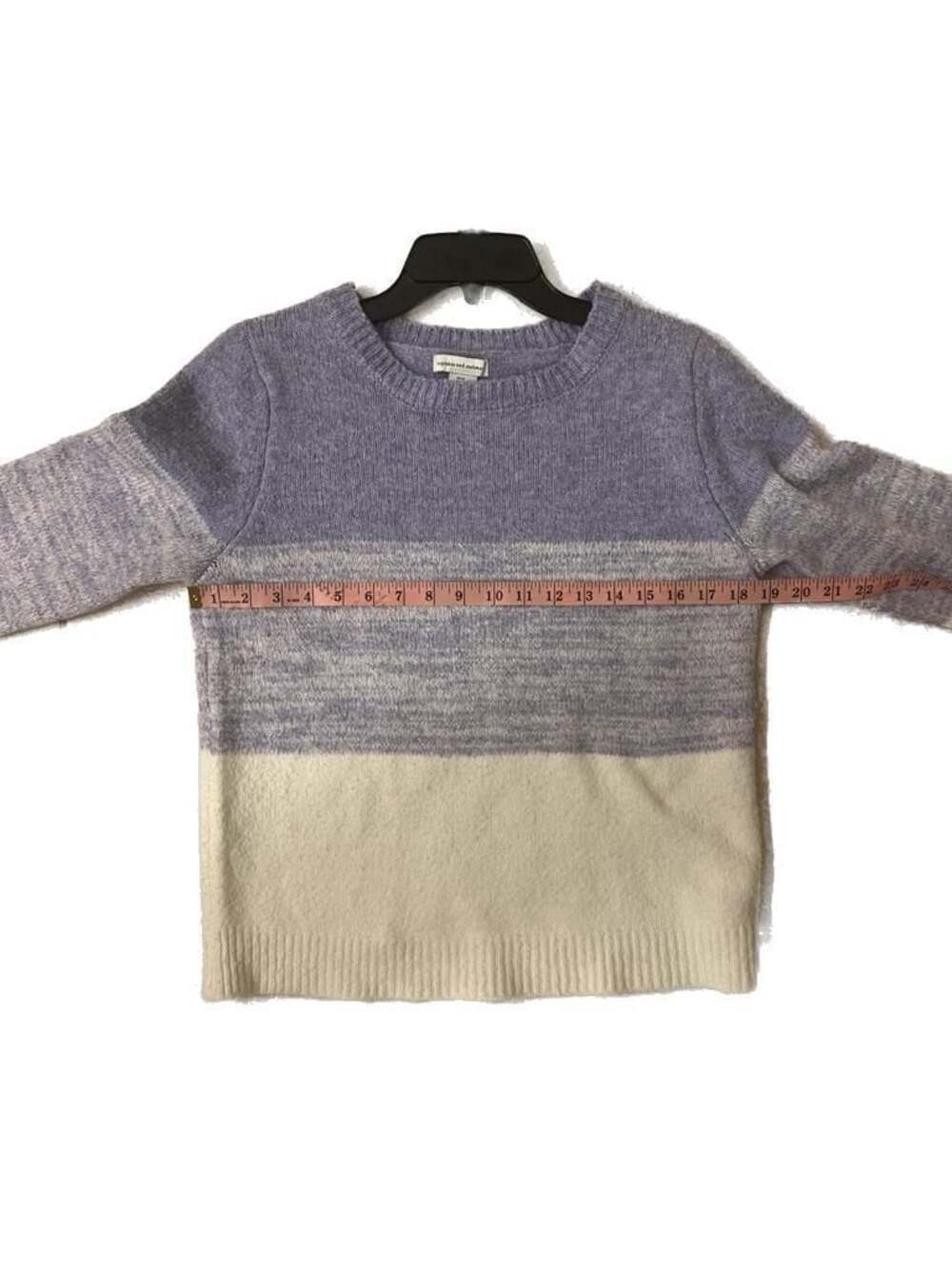 cupcakes & cashmere Soft Color Block Ombré Crewneck Sweater Purple and White - Picture 4 of 8